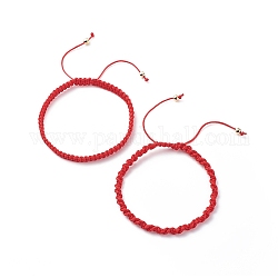 2Pcs 2 Style Nylon Braided Cord Bracelets, Lucky Jewelry for Women Men, Red, Inner Diameter: 1-7/8~3-3/8 inch(4.7~8.7cm), 1Pc/style