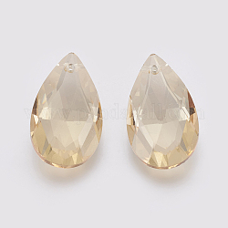 K9 pendenti di strass di vetro, imitazione di cristallo austriaco, sfaccettato, lacrima, ombra d'oro, 27.5~28x16~16.5x8~8.5mm, Foro: 1.6 mm