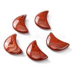 Perles de jaspe rouge naturelle, pas de trous / non percés, pour création de fil enroulé pendentif , lune, 34~35x22x7~10mm