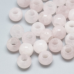 Natürlichen Rosenquarz Perlen, Großloch perlen, Rondell, 14x12 mm, Bohrung: 5.5 mm