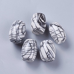 Perles en pierre de soie / pierres de pierre noires naturelles, baril, 20~24x15~18mm, Trou: 1.5~2mm