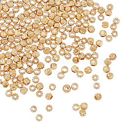 Hobbiesay perline di ottone, nichel libero, tondo, vero placcato oro 18k, vero placcato oro 18k, 3x2.5mm, Foro: 1~1.2 mm, 300pcs/scatola