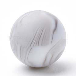 Perle di silicone ecologiche per uso alimentare, tondo, fumo bianco, 12mm, Foro: 2 mm