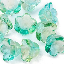 Perle di vetro trasparente, fiore, turchese pallido, 11~12x7.5~8mm, Foro: 1.4 mm