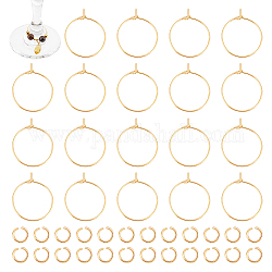 Unicraftale 80pcs 316 risultati dell'orecchino del cerchio dell'acciaio inossidabile chirurgico, anelli di ciondoli in vetro di vino, con 120 pz 304 anelli di salto in acciaio inossidabile, oro, 21 gauge, 24x20x0.7mm