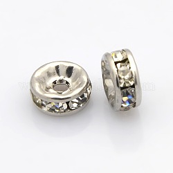 Rondelle 316 Surgical Stainless Steel Spacer Beads, with Rhinestone, Stainless Steel Color, 8x4mm, Hole: 2mm