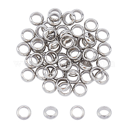Unicraftale 304 perles d'espacement en acier inoxydable, plat rond, couleur inoxydable, 8x3mm, Trou: 5.5mm, 50 pcs / boîte
