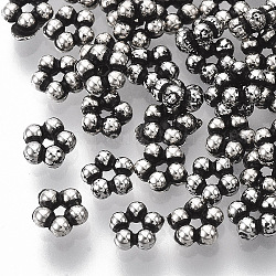 CCB perles en plastique, fleur, argent antique, 5x5x2mm, Trou: 1mm, environ 12012 pcs/420 g