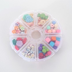 1Box Colorful Acrylic Beads, Mixed Shape, Mixed Style, Mixed Color, 8~22x8~12x8~12mm, Hole: 1~3mm