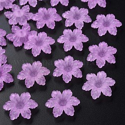 Abalorios de acrílico transparentes, esmerilado, flor, violeta, 21x19x5.5mm, agujero: 1.6 mm, aproximamente 930 unidades / 500 g