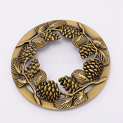 Zinc Alloy Cover, with Botany Pattern, for Aromatherapy Candle, Round, Antique Bronze, 81x13mm, Inner Diameter: 68mm