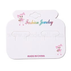 Paper Jewelry Display Cards for Hair Clip, Rectangle with Girl Pattern, White, 7.6x9.1x0.03cm, Hole: 17.5x10mm