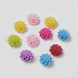 Resin Cabochons, Flower, Mixed Color, 15mm in diameter, 8mm thick