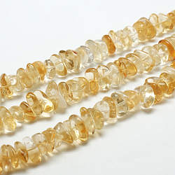 Natural Citrine Chip Beads Strands, 9~15x9~15mm, Hole: 1mm, about 15.3 inch~15.9 inch