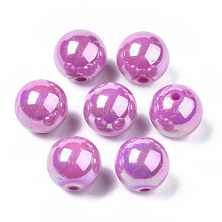 Opake Legierung Perlen, ab Farbe plattiert, Runde, Orchidee, 12x11 mm, Bohrung: 2.5 mm, ca. 566 Stk. / 500 g
