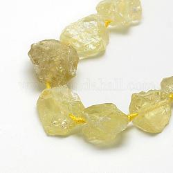 Limone naturale perle di quarzo fili, pepite, 10~27x17~33x17~33mm, Foro: 3 mm, circa 12~15pcs/filo, 15.7 pollice