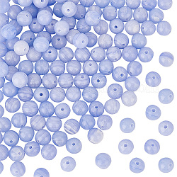 Olycraft 2 brins de perles d'agate de dentelle bleue naturelle, ronde, 8mm, Trou: 1mm, Environ 45~49 pcs/chapelet, 15.35 pouce (39 cm)