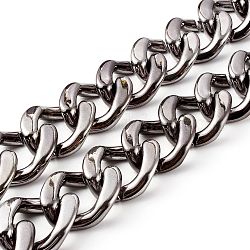 UV Plating ABS Plastic Curb Chains, Twisted Chains, Gunmetal, 39x31.5x9mm, about 39.37 inch(1m)/strand