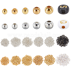 Perles d'espacement en laiton chgcraft, avec des perles acryliques, or et argent, 2600 pcs / boîte