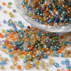 8/0 argent doublé verre rond perles de rocaille, couleur mixte, 2.5~3.5x2~2.5mm, Trou: 0.8~1mm, environ 1300 pcs / sachet 