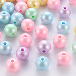 Perles acryliques opaques, ronde, couleur mixte, 10x9mm, Trou: 2mm, environ 940 pcs/500 g