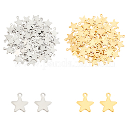 Unicraftale 304 Stainless Steel Charms, Star, Golden & Stainless Steel Color, 10x8x0.8mm, Hole: 1mm, 160pcs/box