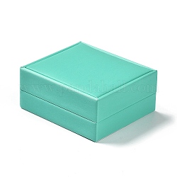 Boîtes de rangement pour colliers et pendentifs en tissu, boîtes d'emballage de bijoux avec une éponge à l'intérieur, rectangle, turquoise, 8.5x7.4x4 cm
