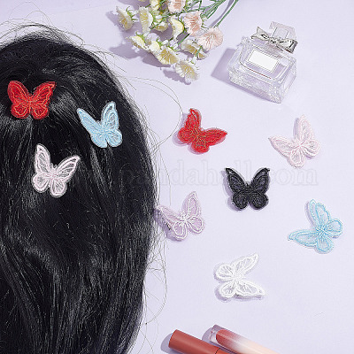 Wholesale CRASPIRE 40Pcs 8 Colors Butterfly Hair Rings Aluminum