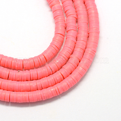 Flache runde handgemachte Polymer Clay Perle Spacer&nbsp;X-CLAY-R067-4.0mm-25-1