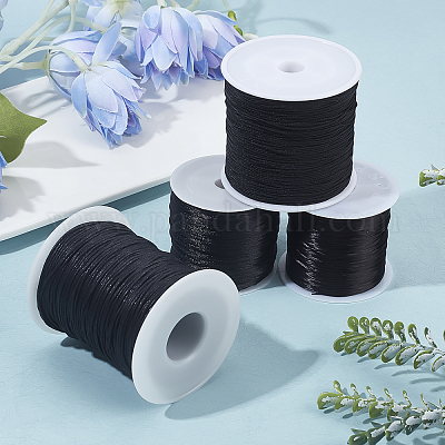 Wholesale PandaHall 1 Roll 0.8mm Thick Elastic Fibre Wire Black Elastic  Stretch Threads Beading String Cord for Bracelets Necklace Jewelry Making  60m 