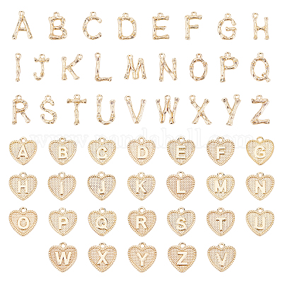 26Pcs Alloy Rhinestone Letter Pendants Platinum Plated Alphabet
