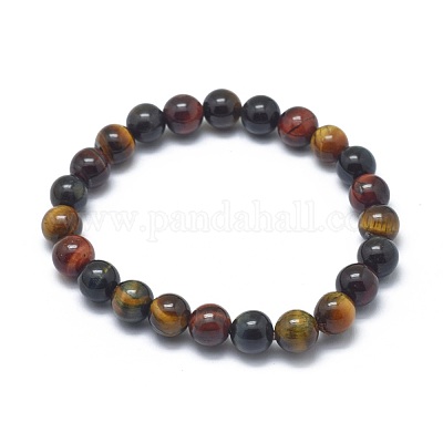 Braccialetti perlina occhio stirata tigre naturale&nbsp;BJEW-K212-A-005-1