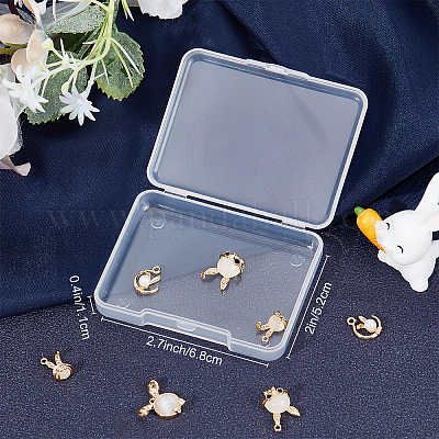 Beebeecraft 8pcs 4 Style Chinese New Year 2023 Rabbit Charms 18K Gold Plated Easter Bunny Charms with Cubic Zirconia Pearl