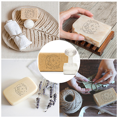 CRASPIRE Handmade Soap Stamp Moon Star Acrylic Soap Stamp with 1.57  Removable Handle Embossing Soap Stamps Soap Making for Cookie Clay Pottery