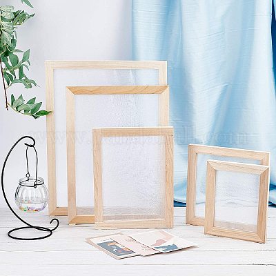 3 Packs Wooden Papermaking Mould Deckle Rectangle Paper Making Screen Tool  Frame