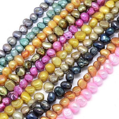 10-12mm White Pink and Mauve Colored Keshi Pearl Strand
