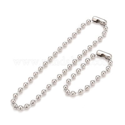 PandaHall 304 Stainless Steel Ball Chain Necklace & Bracelet Set, Jewelry Set with Ball Chain Connecter Clasp for Women, Stainless Steel