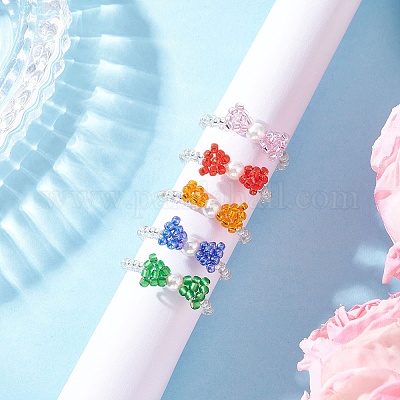Fingerringe aus Glasperlen&nbsp;RJEW-MZ00032-1
