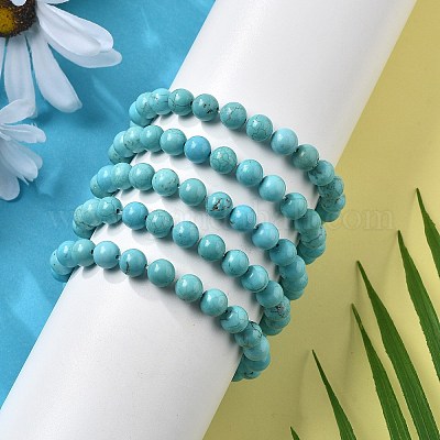 Bracelets extensibles naturels en perle d'howlite&nbsp;BJEW-K212-B-011-1