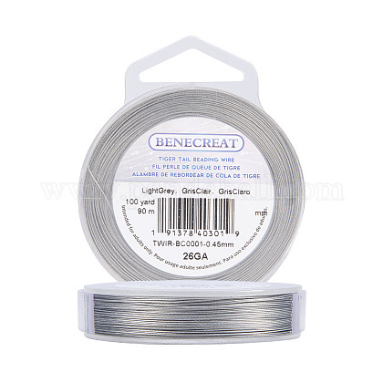 BENECREAT 300-Feet 0.018inch/0.46mm Tiger Tail Beading Wire 7-Strand Bead Stringing Wire TWIR-BC0001-0.45mm-1