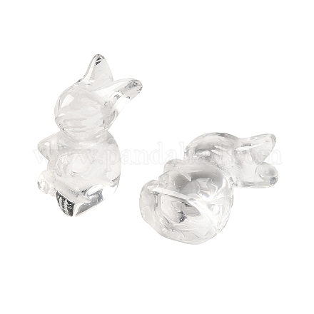 Figuras de conejos de cristal de cuarzo sintético. DJEW-Z006-01-1