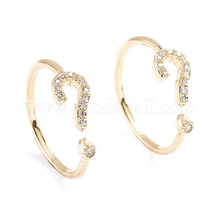 Adjustable Brass Micro Pave Clear Cubic Zirconia Cuff Rings RJEW-F101-21G-1