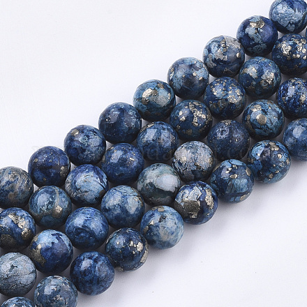 Brins de perles de bronzite naturelle et de turquoise synthétique assemblés G-S329-085A-10mm-1