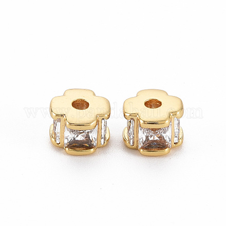 Brass Clear Cubic Zirconia Beads KK-N233-118-NF-1
