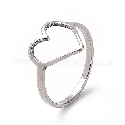 201 anillo de dedo de corazón de acero inoxidable RJEW-J051-16P-1
