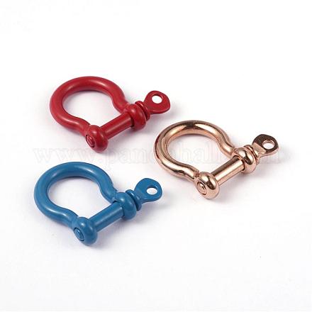 Spray Painted and Rose Gold Plated Alloy Screw D-Ring Anchor Shackle Clasps PALLOY-H540-1