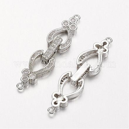Long-Lasting Plated Brass Micro Pave Cubic Zirconia Fold Over Clasps ZIRC-P048-01P-1