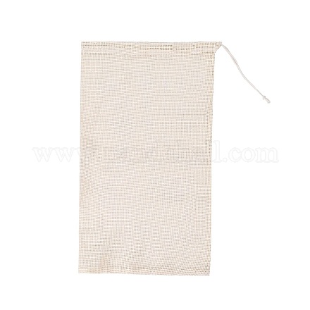 コットン収納ポーチ  巾着袋  長方形  アンティークホワイト  41x28cm HOUS-PW0002-01G-1