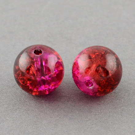 Spray Painted Crackle Glass Beads Strands CCG-Q002-14mm-08-1