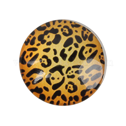 Géométriques léopard imprimé cabochons de verre GGLA-N004-25mm-G39-1